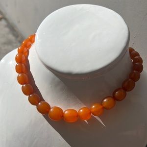 Vintage pressed amber orange brown necklace